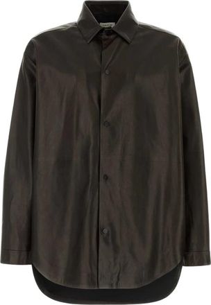Fear of God Leather Relaxed Shirt - Heren - Casual Overhemden - Bruin - L - Leer - Overhemden
