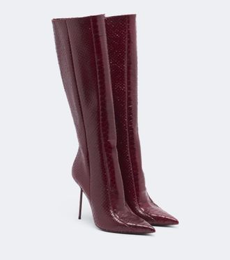PARIS TEXAS Lidia snake-effect leather knee-high boots