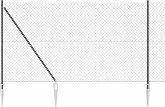 vidaXL Valla De Eslabones De Cadena Con Postes Gris 1.6 X 25 M Acero Vidaxl