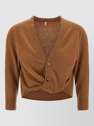 R13 cardigan tie front cropped ribbed cuffs v neckline
