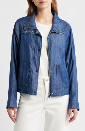 Bernardo Crop Utility Jacket in Denim Blue at Nordstrom, Size Xx-Large