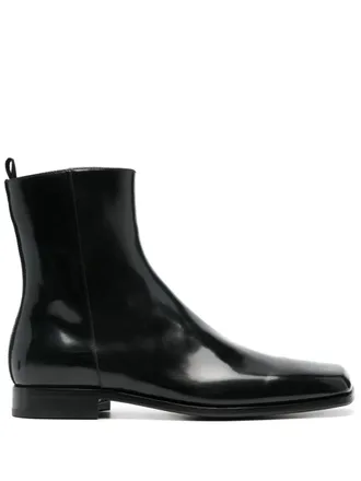 Prada square-toe ankle boots - men - Calf Leather/Rubber/Calf Leather/Calf Leather - 11 - Black
