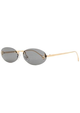 Fendi Rimless Oval-frame Sunglasses - Gold - One Size