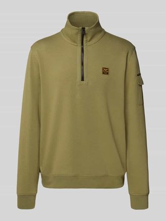 PME Legend Sweatshirt mit Troyer-Kragen und Label-Detail in Oliv, Gr&ouml;&szlig;e L