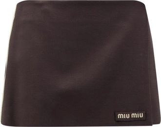 Miu Miu Mohair Blend Mini Rok - Dames - Korte rokken - Bruin - S - Wol - Rokken