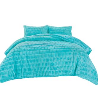 Elegant Comfort Ultra Soft Fluffy 3-Piece Faux Rabbit Fur Comforter Set All Season Warm Down Alternative