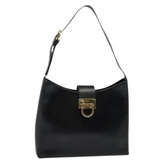 Ferragamo Pre-owned Shoulder Bags, female, Black, Size: ONE SIZE Pre-owned Leather Shoulder Bag