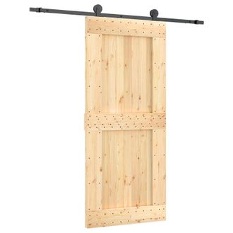 vidaXL Puerta Corredera Natural Y Negro 90 X 210 Cm Vidaxl