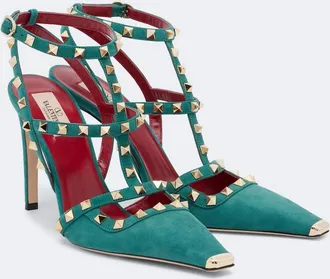 Valentino Garavani Rockstud suede slingback pumps