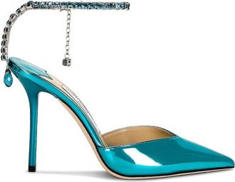 Jimmy Choo London Saeda 100 Metallic Leather Pumps, Brand Size 35 ( US Size 5 )