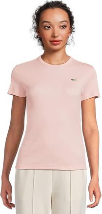 Lacoste Slim Fit Ribbed Cotton T-shirt Womens Clothing Light Pink : 10 (EUR 42)
