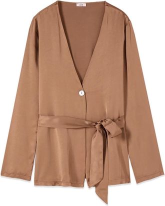 Oltre Unstructured Jacket - Dames - Zomerjassen - Bruin - S - Satijn - Jassen