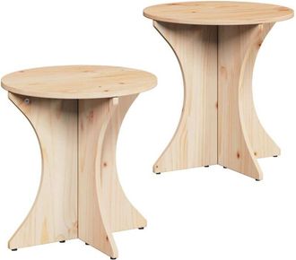vidaXL Mesa De Caf&eacute; 2 Pcs Natural 46 X 46 X 47 Cm Vidaxl