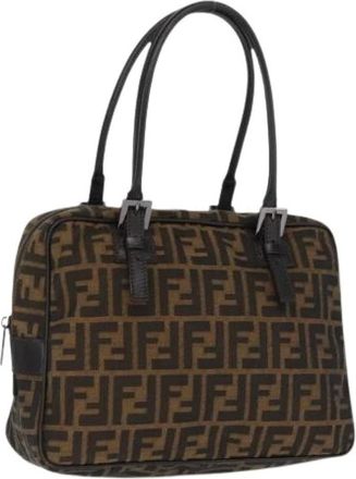 Fendi Pre-owned Handbags, female, Brown, Size: ONE SIZE Pre-owned Canvas Handbag
