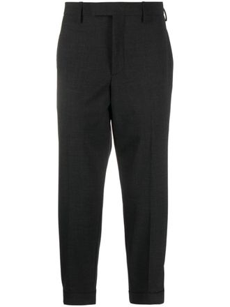 Neil Barrett cropped gabardine tapered trousers - men - Wool/Elastane/Polyester/Polyester/Cotton - 52 - Grey