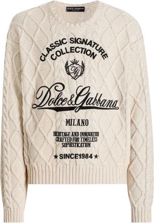 Dolce & Gabbana Beige Logo Sweater