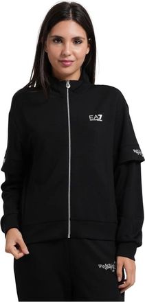 Emporio Armani Logo Zip Sweatshirt - Dames - Vesten met rits - Zwart - XS - Leer - Hoodies & sweatvesten