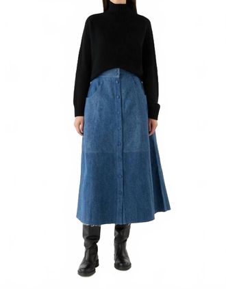 E.L.V. Denim Frankie Denim Stretch Skirt In Mid Blue