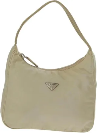 Prada Pre-owned Shoulder Bags, female, Beige, Size: ONE SIZE Pre-owned Vintage Nylon Shoulder Bag
