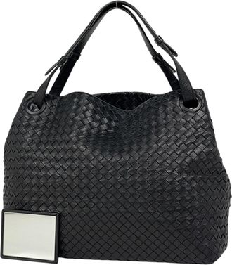 Bottega Veneta Intrecciato Black Leather Tote Bag (Pre-Owned)