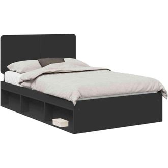 vidaXL Estructura De Cama Negro 135 X 190 Cm Madera De Pino Macizo Vidaxl