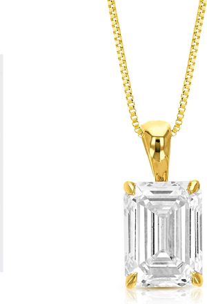 Vir Jewels 2 cttw Emerald Lab Grown Diamond Solitaire Pendant Necklace in 14K Gold with Chain For Women