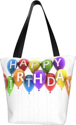 AOOEDM Tote Bag Happy Birthday Shopping Bags Small Reusable Market Bag Beach Tote Bags Travel Totes