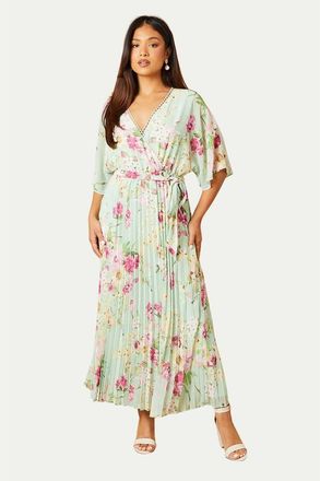 Oasis Petite Occasion Pleated Midi Dress in Sage at Nordstrom, Size 10