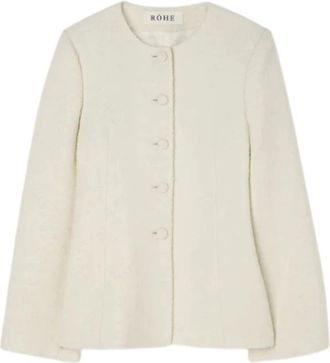 R&oacute;he Boucle Blazer met Vorm - Dames - Zomerjassen - Beige - XS - Wol - Jassen