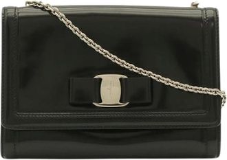 Ferragamo Pre-owned Vara Patent Leather 2way Shoulder Bag - Dames - Vintage Schoudertas - Zwart - ONE Size - Leer - Vintage