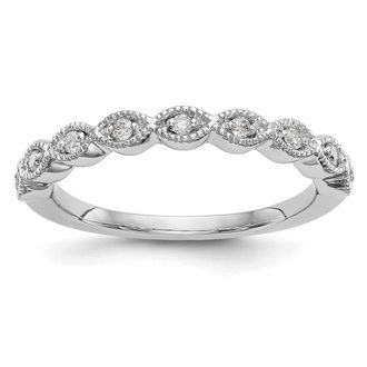 Diamond2Deal 14k White Gold Lab Grown Diamond Wedding Band Ring 0.12Ct Clarity- VS Color- G-H