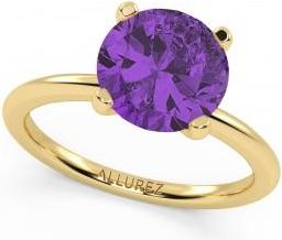 Allurez Amethyst Solitaire Engagement Ring 14K Yellow Gold (2.75ct)