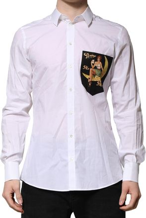 Dolce & Gabbana White Martini Long Sleeves Men Formal Shirt Cotton