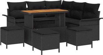 vidaXL Garden Sofa Set with Cushion with Storage 9 pcs Black vidaXL