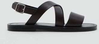 Mango Sandali pelle fasce incrociate marrone - Uomo - 39 - MANGO MAN