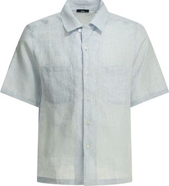 Herno Camicia a maniche corte in lino estivo - - Shirts - Uomo - Blu - S