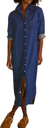 Generic Womens Denim Maxi Shirt Dress Button Down Loose Plus Size Long Jean Shirt Dress with Pockets