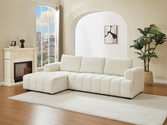 Vente-Unique Divano angolare sinistro in tessuto beige testurizzato BENOLA