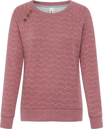 Ragwear Sweatshirt RAGWEAR DARIA ZIG ZAG O, Damen, Gr. XXL, dunkelrot, Sweatware, Obermaterial: 65% Baumwolle, 35% Polyester, gemustert, normal, Rundhals, Rip