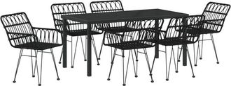 vidaXL Garden Dining Set 7 pcs Black Poly rattan vidaXL