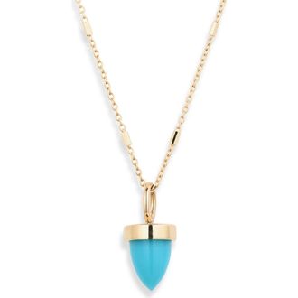 Zo&euml; Chicco Turquoise Bullet Pendant Necklace in 14K Yellow Gold /Turquoise at Nordstrom, Size 18