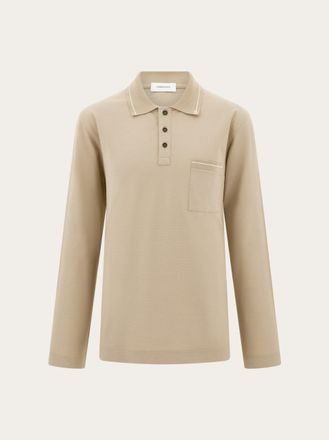 Ferragamo Men Long sleeved polo shirt Beige