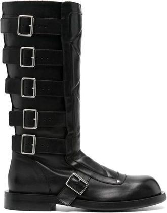 Ann Demeulemeester Zwarte leren zijrits gesp laarzen - Heren - Hoge Laarzen - Zwart - 36 EU - Schoenen