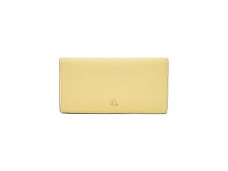 Lauren Ralph Lauren Crosshatch Leather Slim Womens Wallet Bi-fold Womens Wallet Lemon Sorbet