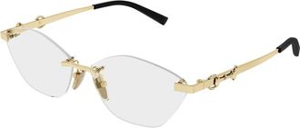 Gucci Glasses, female, Yellow, Size: 59 MM Cat-eye Optical Frame