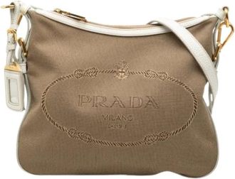 Prada Pre-owned Cross Body Bags, female, Beige, Size: ONE SIZE Pre-owned Canvas Crossbody Bag