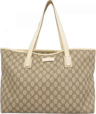 Gucci Beige Brown Ivory Pvc Tote Bag (Pre-Owned)