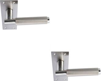Loops 2x PAIR Knurled Round Handle on Slim Bathroom Backplate 150 x 50mm Satin Nickel