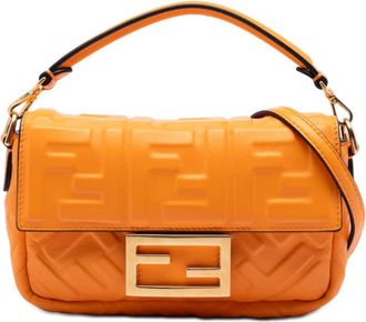 Fendi Pre-owned Fendi Mini Zucca Embossed Leather Baguette Satchel Ladies XYL5F6ALGHTSEJCW