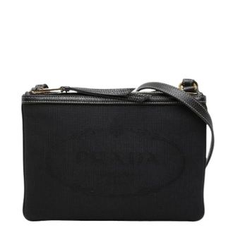 Prada Pre-owned Vintage Canvas Schoudertas - Dames - Pre-owned - Zwart - Maat: ONE Size